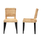 Ensemble de 2 chaises de salle à manger Bali &amp; Pari Dermot, style bohème moderne, en bois fini brun foncé et rotin naturel