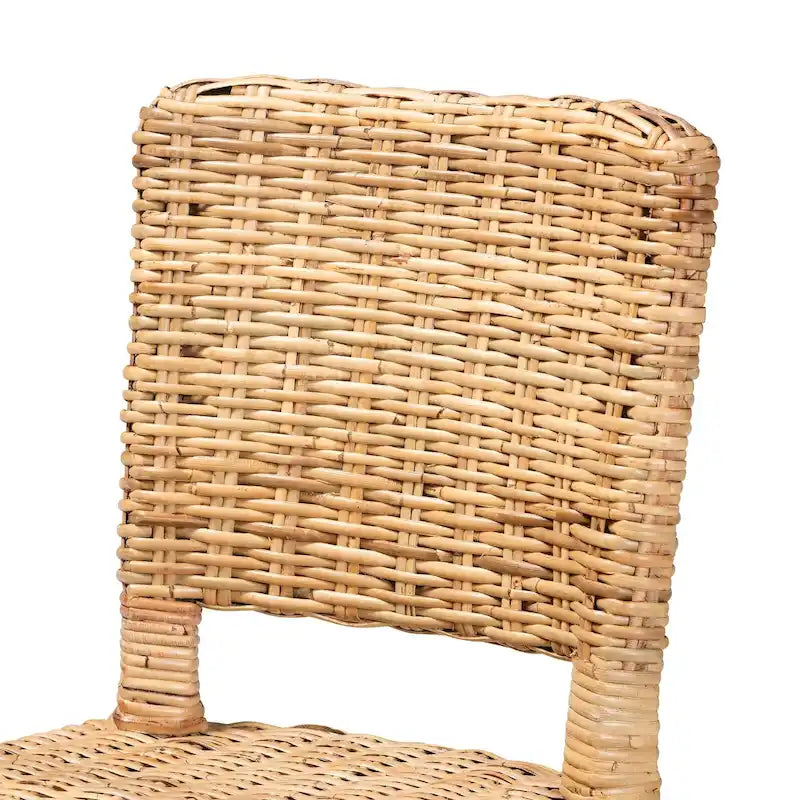 Ensemble de 2 chaises de salle à manger Bali &amp; Pari Dermot, style bohème moderne, en bois fini brun foncé et rotin naturel