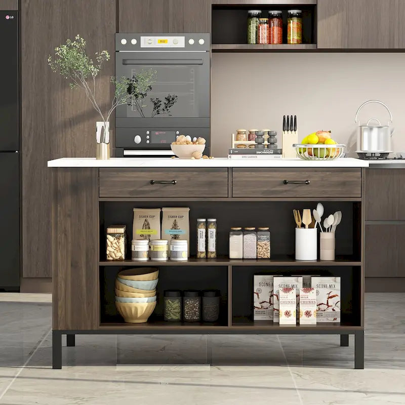 Îlot de cuisine avec rangement, table d'îlot, table de cuisine avec grand plan de travail