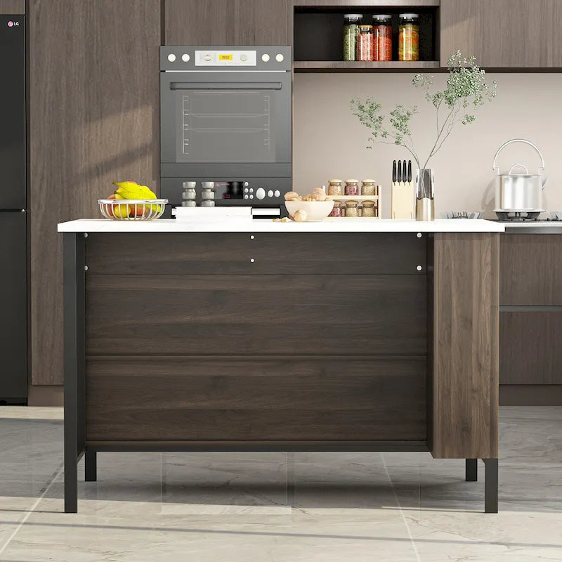 Îlot de cuisine avec rangement, table d'îlot, table de cuisine avec grand plan de travail