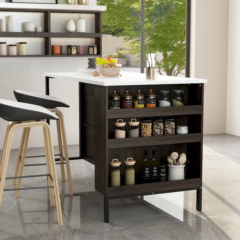 Îlot de cuisine avec rangement, table d'îlot, table de cuisine avec grand plan de travail