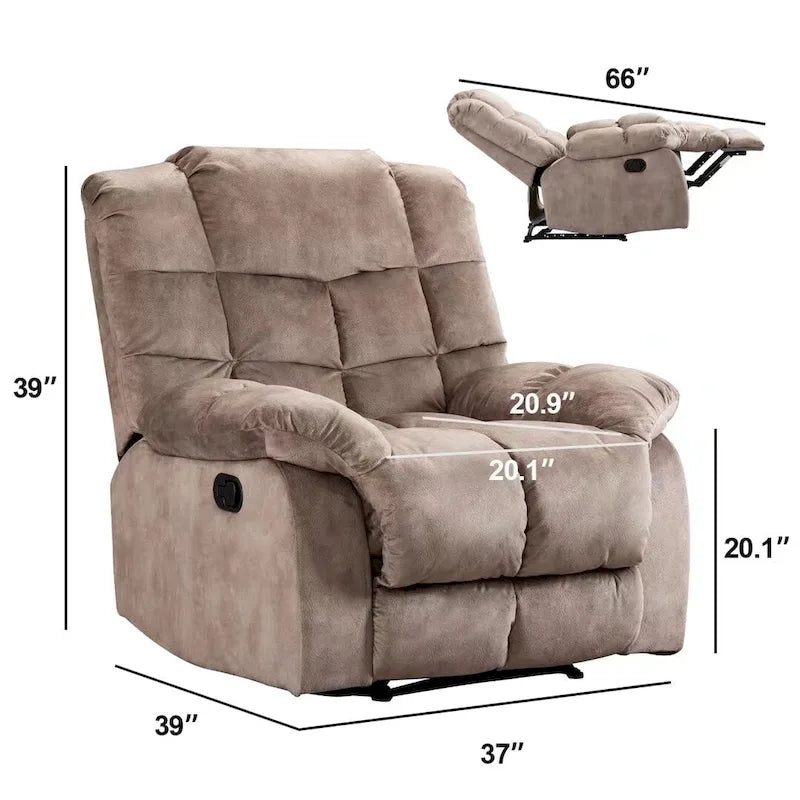 Fauteuil inclinable manuel, canapé rembourré en tissu respirant pour salon