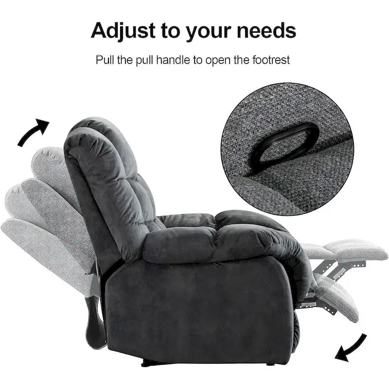 Fauteuil inclinable manuel, canapé rembourré en tissu respirant pour salon