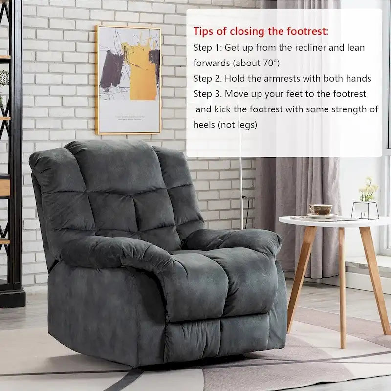 Fauteuil inclinable manuel, canapé rembourré en tissu respirant pour salon