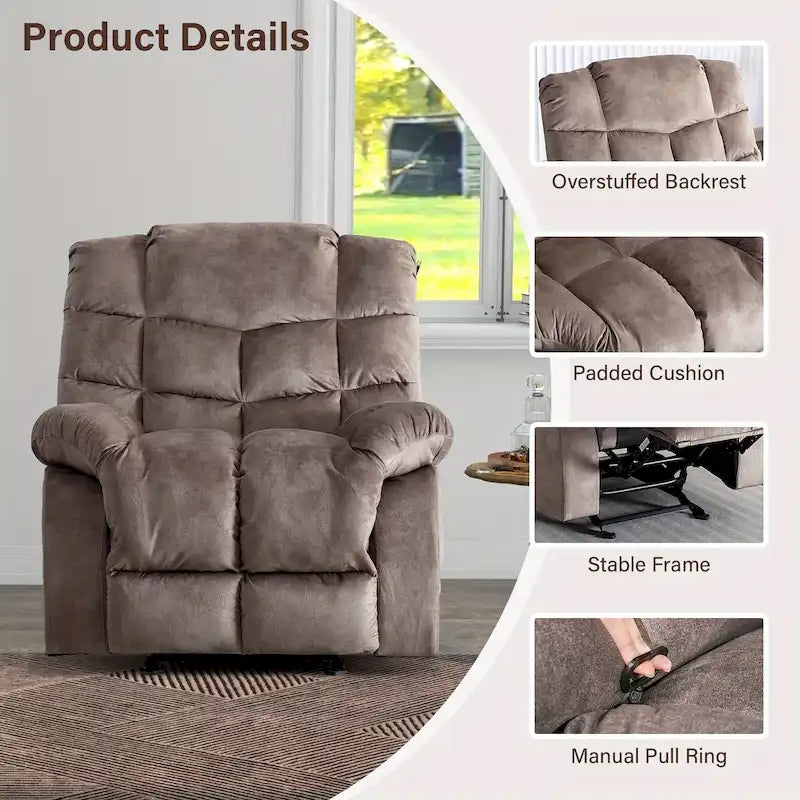 Fauteuil inclinable manuel, canapé rembourré en tissu respirant pour salon