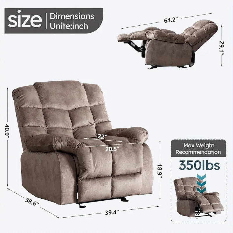 Fauteuil inclinable manuel, canapé rembourré en tissu respirant pour salon