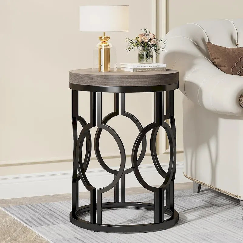 Table d'appoint ronde en bois pour salon ou chambre