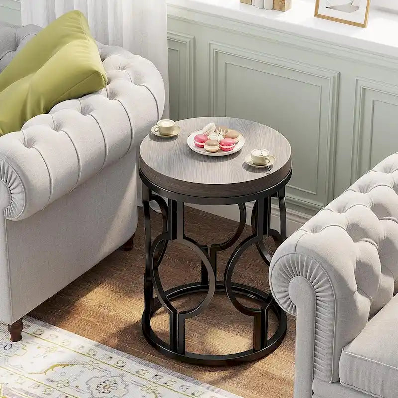 Table d'appoint ronde en bois pour salon ou chambre