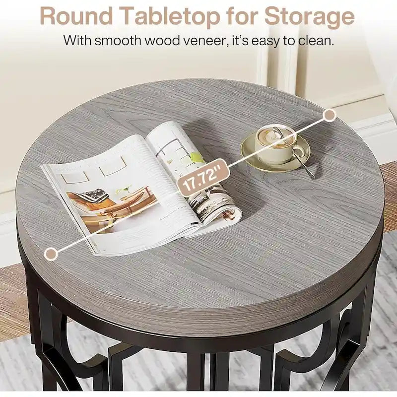 Table d'appoint ronde en bois pour salon ou chambre
