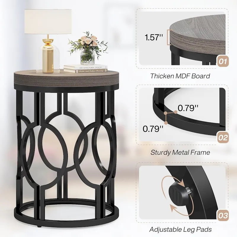 Table d'appoint ronde en bois pour salon ou chambre