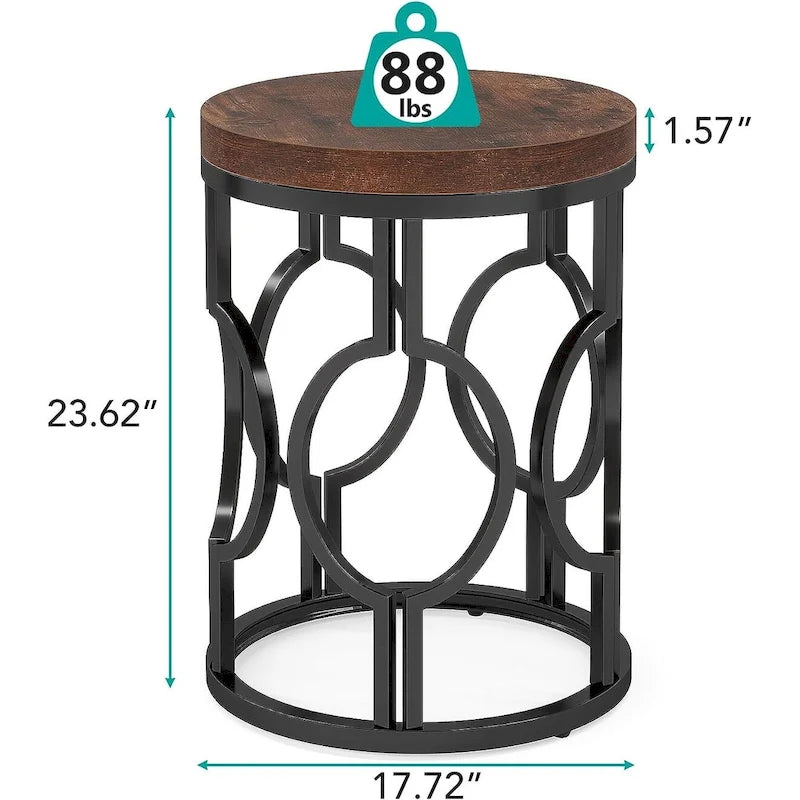 Table d'appoint ronde en bois pour salon ou chambre