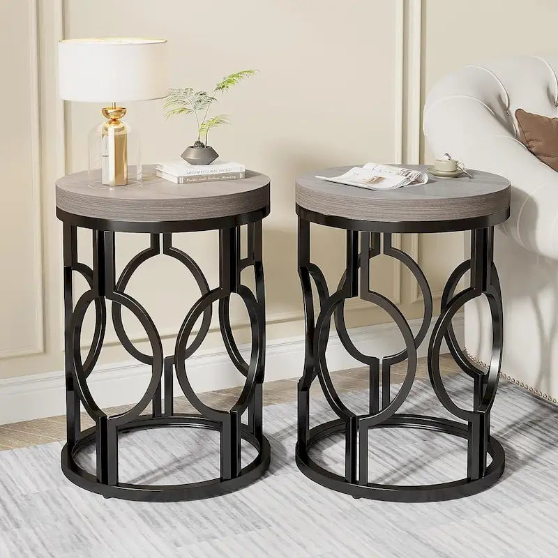 Table d'appoint ronde en bois pour salon ou chambre