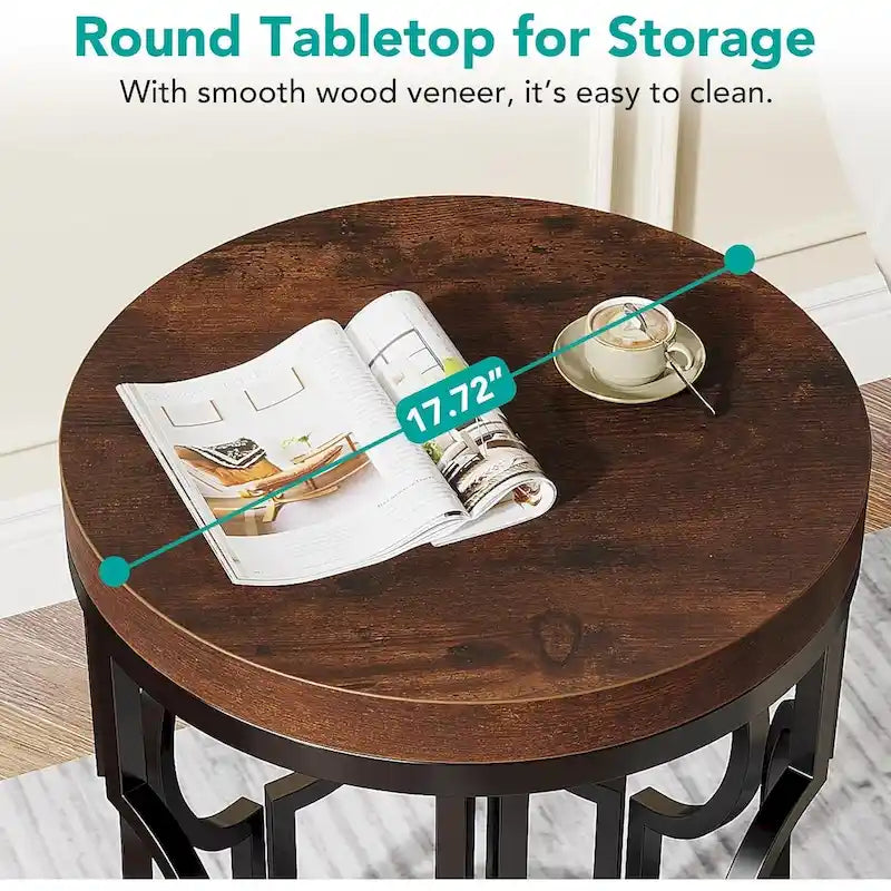 Table d'appoint ronde en bois pour salon ou chambre