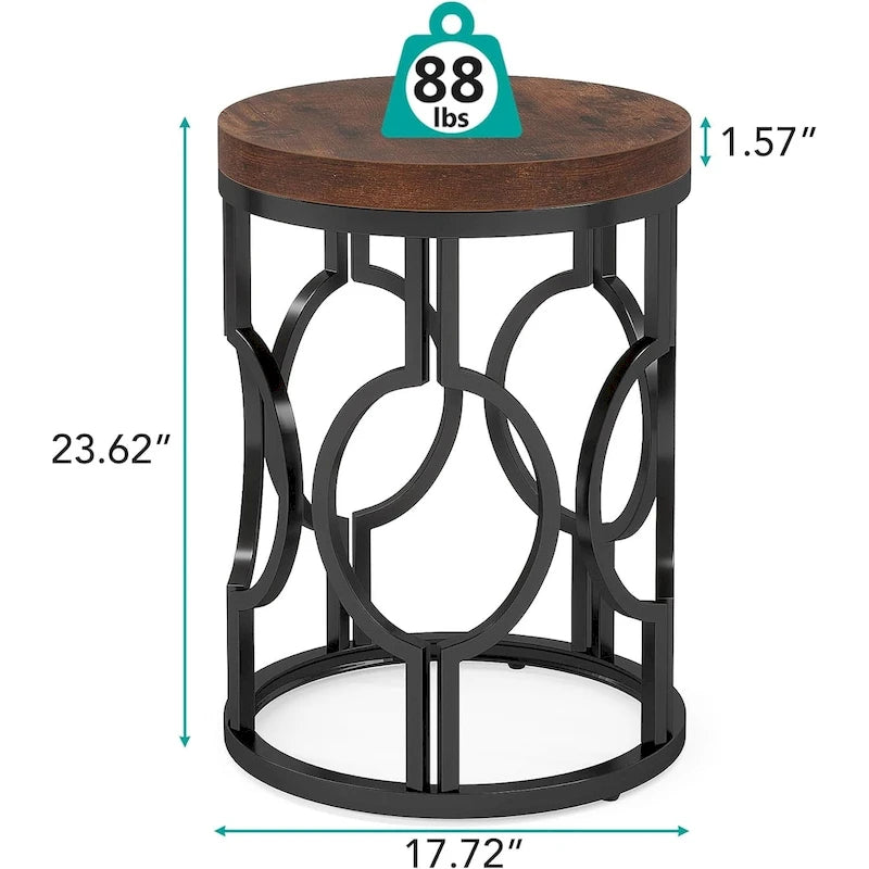 Table d'appoint ronde en bois pour salon ou chambre