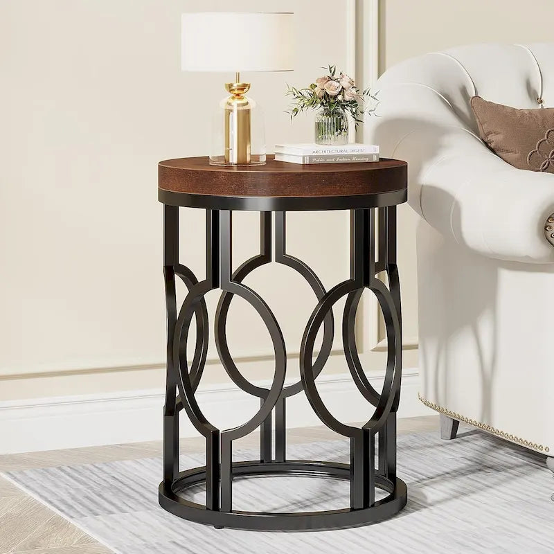 Table d'appoint ronde en bois pour salon ou chambre