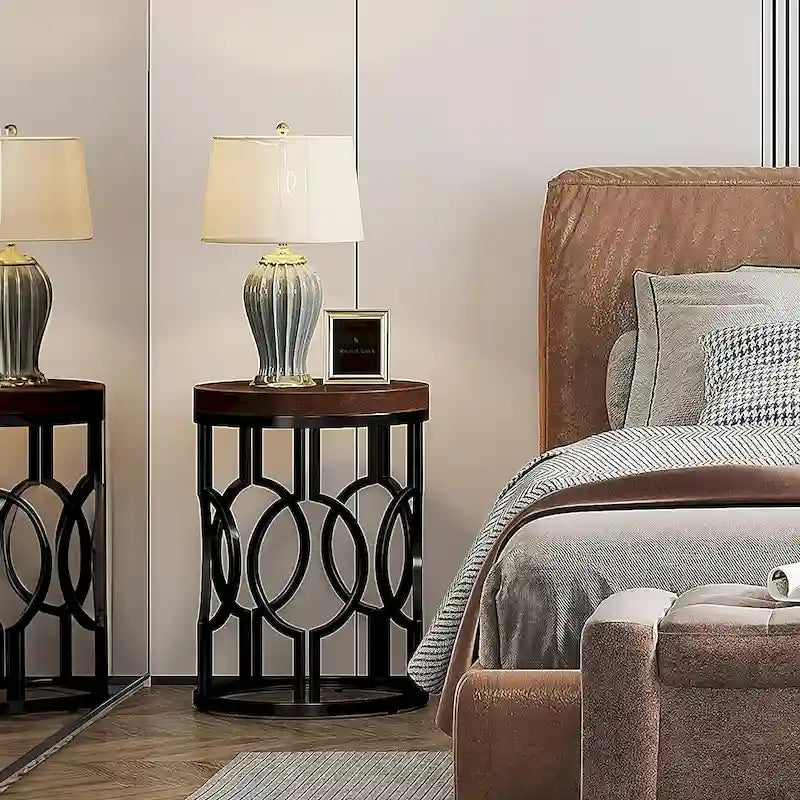 Table d'appoint ronde en bois pour salon ou chambre