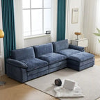 Double Layer Cushion Cloud Couch, Moludar Sofa With Reversible Ottoman For Living Room