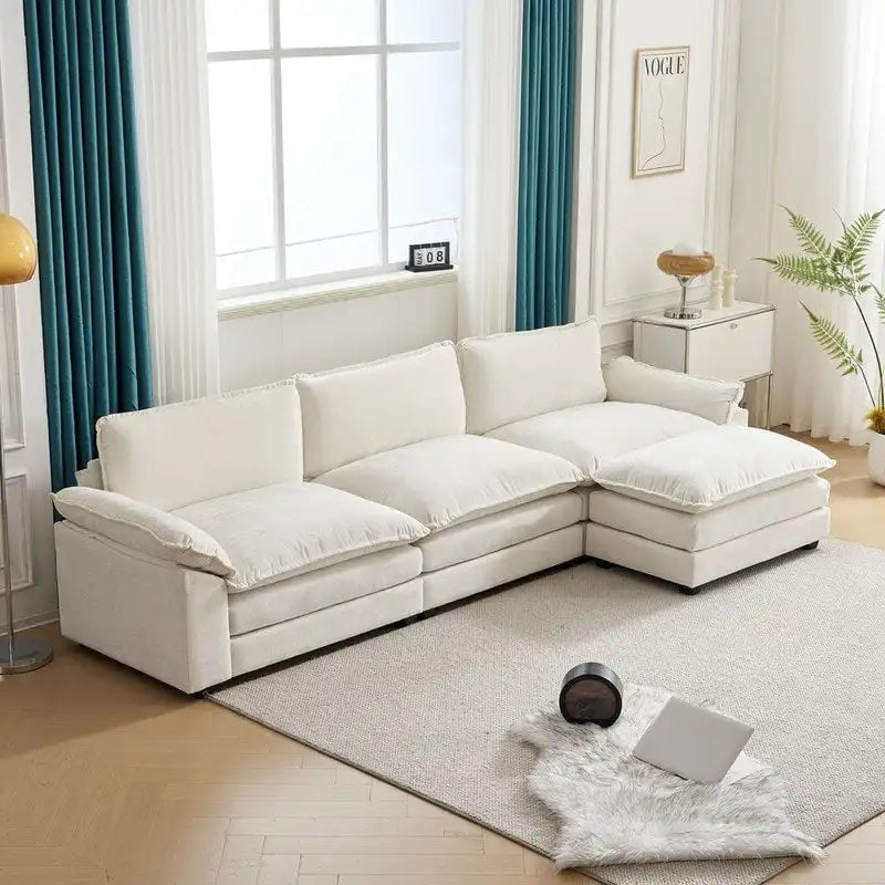 Canapé nuage à coussins double couche, canapé Moludar avec pouf réversible pour salon