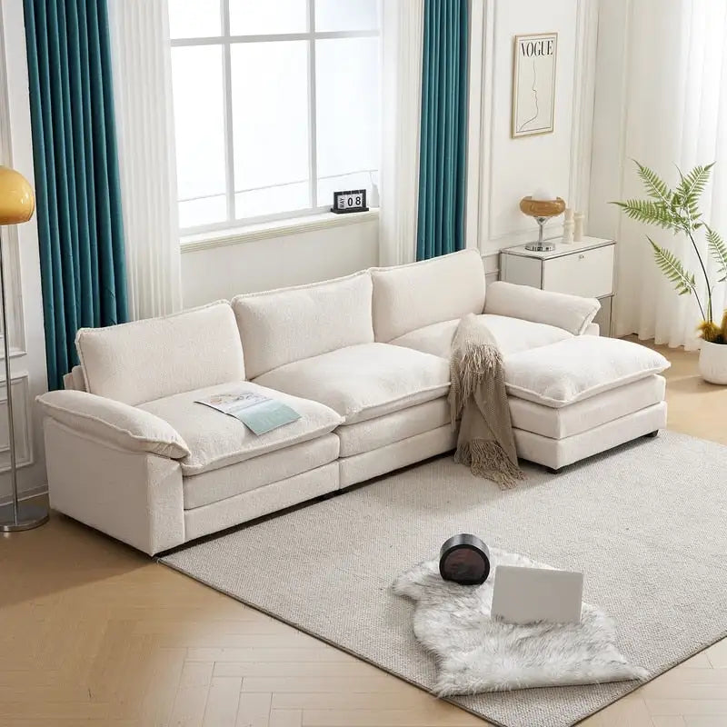Canapé nuage à coussins double couche, canapé Moludar avec pouf réversible pour salon