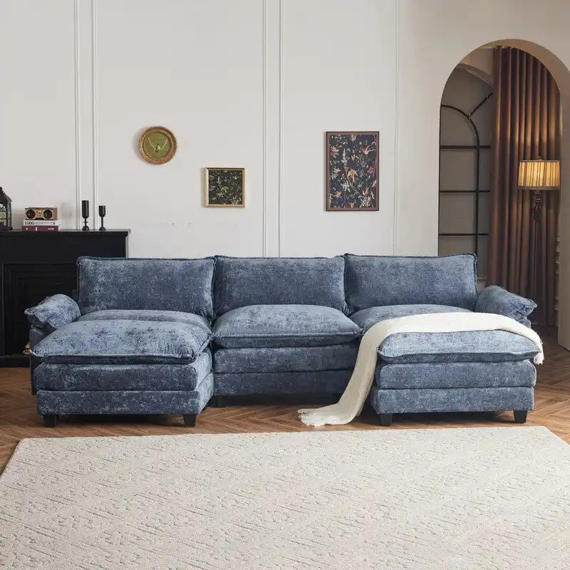 Canapé nuage à coussins double couche, canapé Moludar avec pouf réversible pour salon