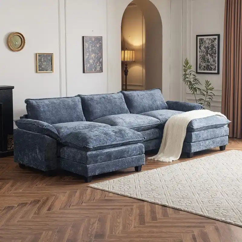 Canapé nuage à coussins double couche, canapé Moludar avec pouf réversible pour salon