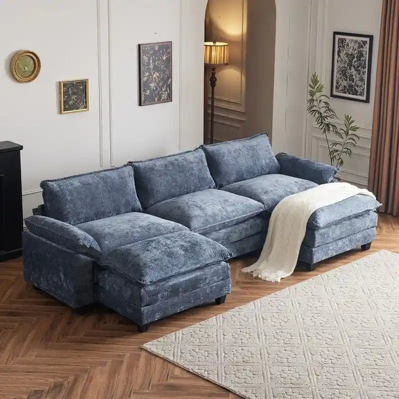 Canapé nuage à coussins double couche, canapé Moludar avec pouf réversible pour salon