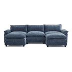 Canapé nuage à coussins double couche, canapé Moludar avec pouf réversible pour salon