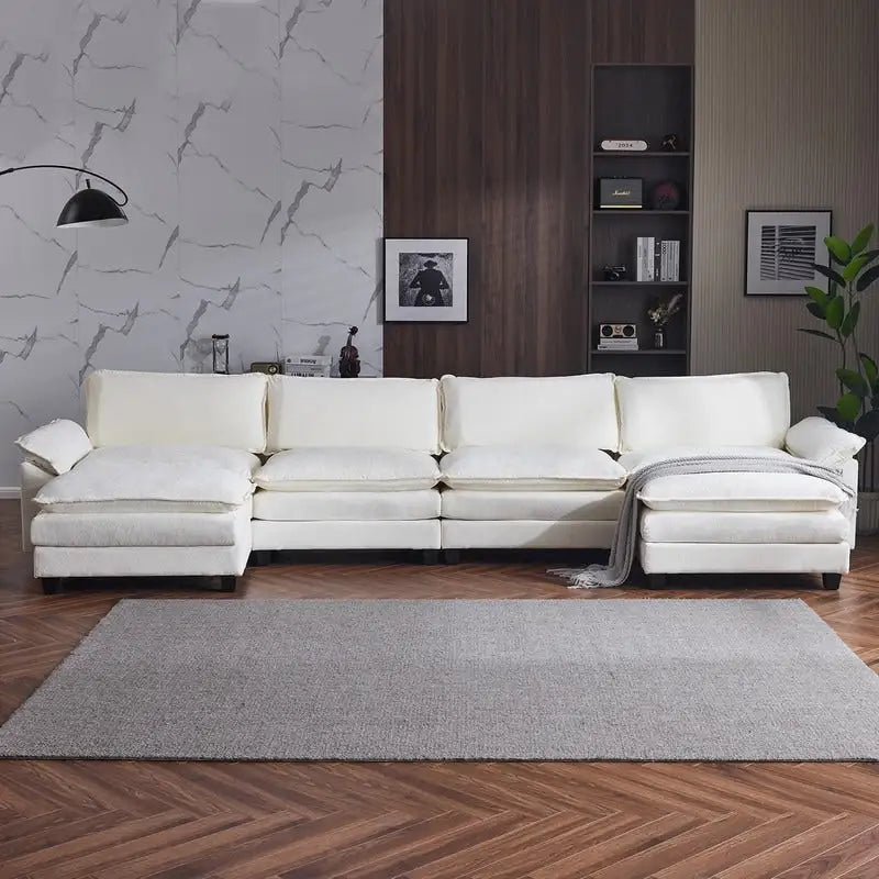 Canapé nuage à coussins double couche, canapé Moludar avec pouf réversible pour salon