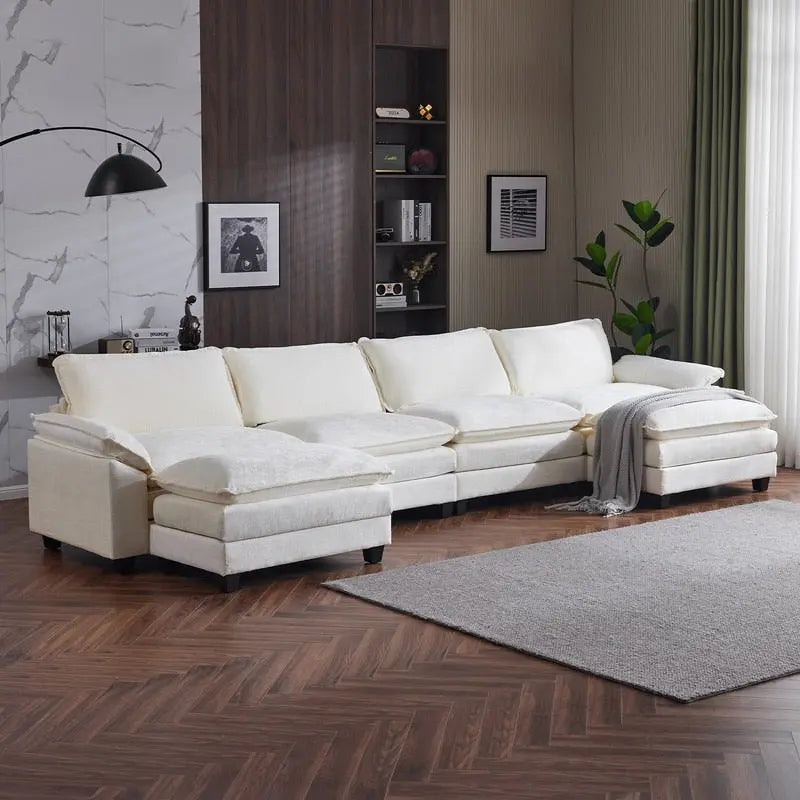 Canapé nuage à coussins double couche, canapé Moludar avec pouf réversible pour salon