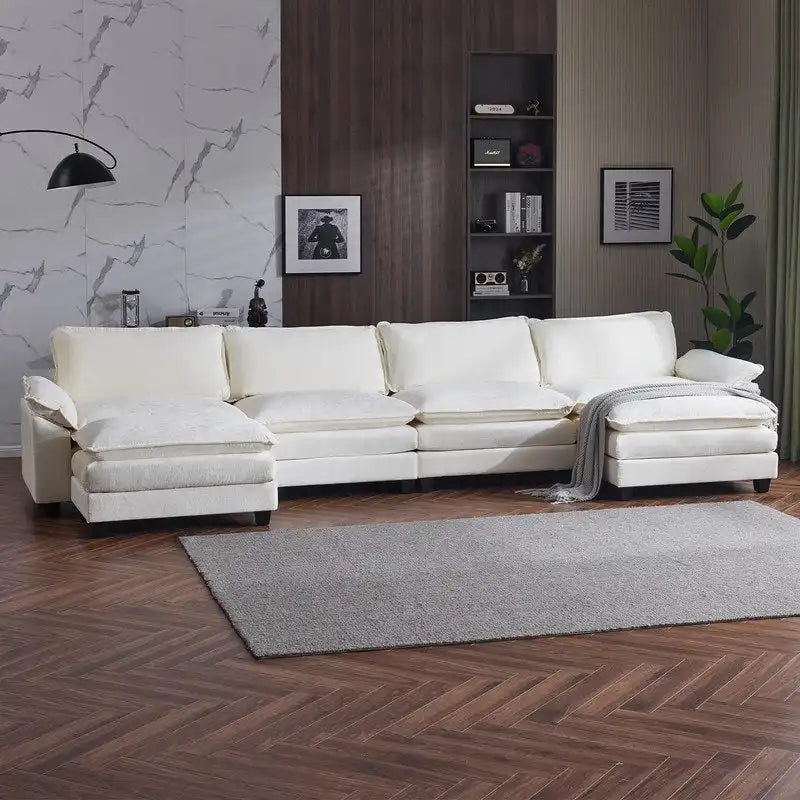 Canapé nuage à coussins double couche, canapé Moludar avec pouf réversible pour salon