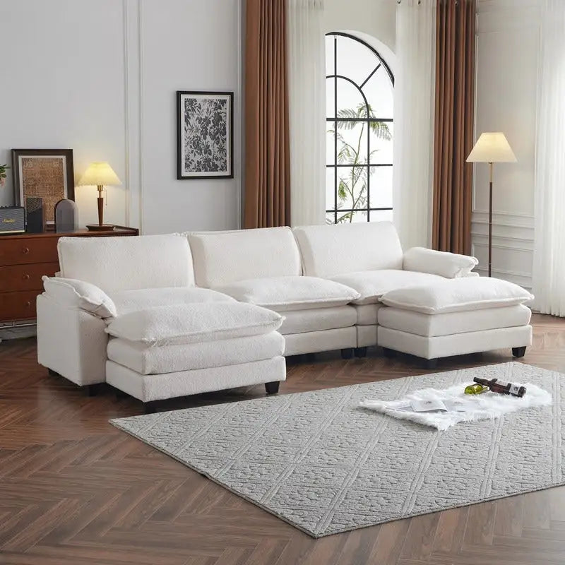 Canapé nuage à coussins double couche, canapé Moludar avec pouf réversible pour salon
