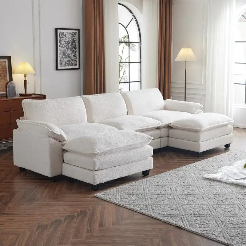 Canapé nuage à coussins double couche, canapé Moludar avec pouf réversible pour salon