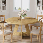 Table de salle à manger ronde de 47 pouces pour 4 personnes, table de cuisine de style campagnard, petite table à manger en bois pour salle à manger ou salon