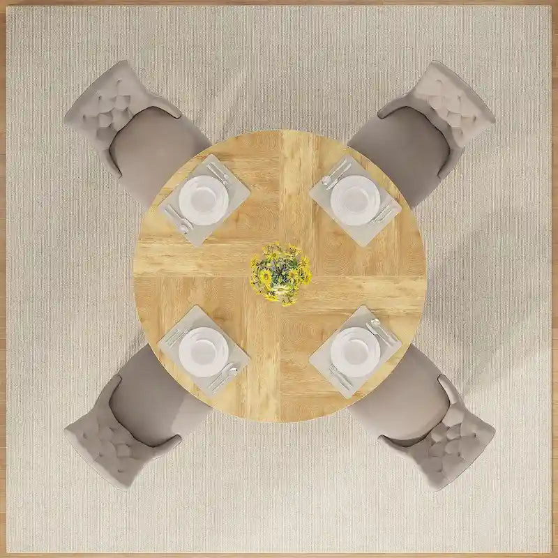 Table de salle à manger ronde de 47 pouces pour 4 personnes, table de cuisine de style campagnard, petite table à manger en bois pour salle à manger ou salon