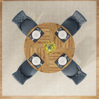 Table de salle à manger ronde de 47 pouces pour 4 personnes, table de cuisine de style campagnard, petite table à manger en bois pour salle à manger ou salon