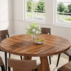 Table de salle à manger ronde de 47 pouces pour 4 personnes, table de cuisine de style campagnard, petite table à manger en bois pour salle à manger ou salon