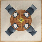Table de salle à manger ronde de 47 pouces pour 4 personnes, table de cuisine de style campagnard, petite table à manger en bois pour salle à manger ou salon