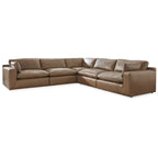 Canapé d'angle 5 pièces Emilia marron moyen, Signature Design by Ashley - 132 cm (L) x 132 cm (P) x 36 cm (H)