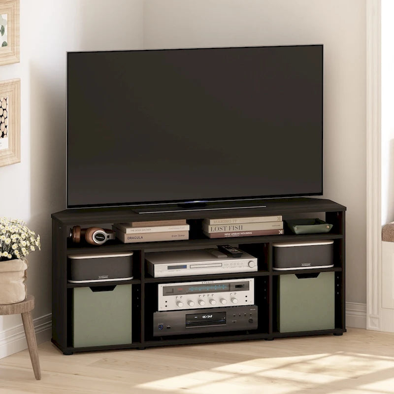 Meuble TV d'angle Furinno Jensen pour téléviseurs jusqu'à 55 pouces, couleur expresso
