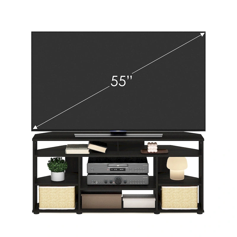 Meuble TV d'angle Furinno Jensen pour téléviseurs jusqu'à 55 pouces, couleur expresso