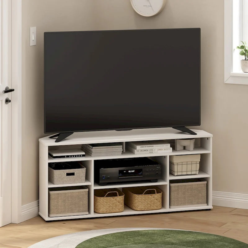 Meuble TV d'angle Furinno Jensen pour téléviseurs jusqu'à 55 pouces, couleur expresso