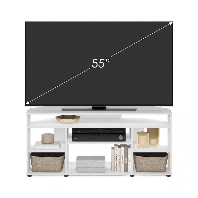 Meuble TV d'angle Furinno Jensen pour téléviseurs jusqu'à 55 pouces, couleur expresso