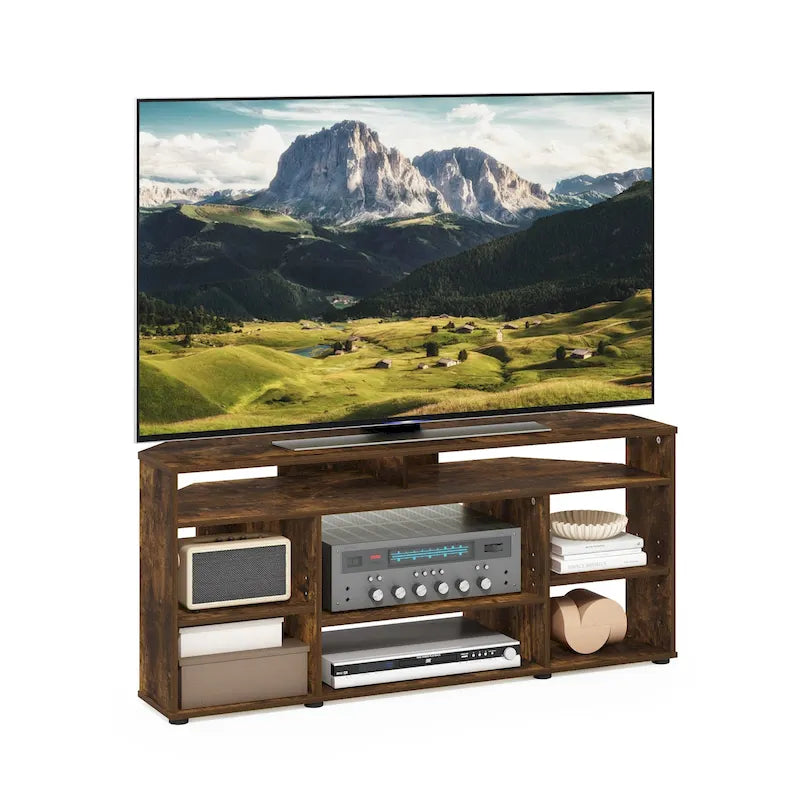 Meuble TV d'angle Furinno Jensen pour téléviseurs jusqu'à 55 pouces, couleur expresso