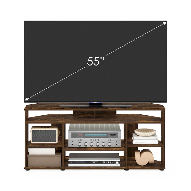 Meuble TV d'angle Furinno Jensen pour téléviseurs jusqu'à 55 pouces, couleur expresso