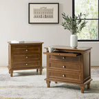 Ensemble de 2 tables de chevet Muriel Farmhouse à 3 tiroirs avec prises intégrées par HULALA HOME