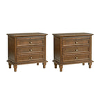 Ensemble de 2 tables de chevet Muriel Farmhouse à 3 tiroirs avec prises intégrées par HULALA HOME