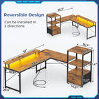 Bureau d'ordinateur de 130 cm avec étagères de rangement, tiroir et prises électriques