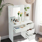 Coiffeuse blanche avec miroir et éclairage - 15,2 cm (P) x 35,4 cm (L) x 55,1 cm (H)