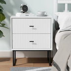 Ensemble de 2 tables de chevet avec cadre en métal pour chambre à coucher ou salon
