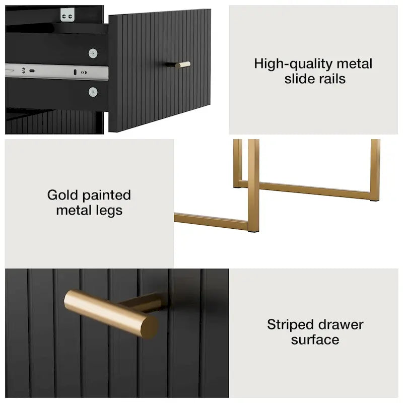 Ensemble de 2 tables de chevet avec cadre en métal pour chambre à coucher ou salon